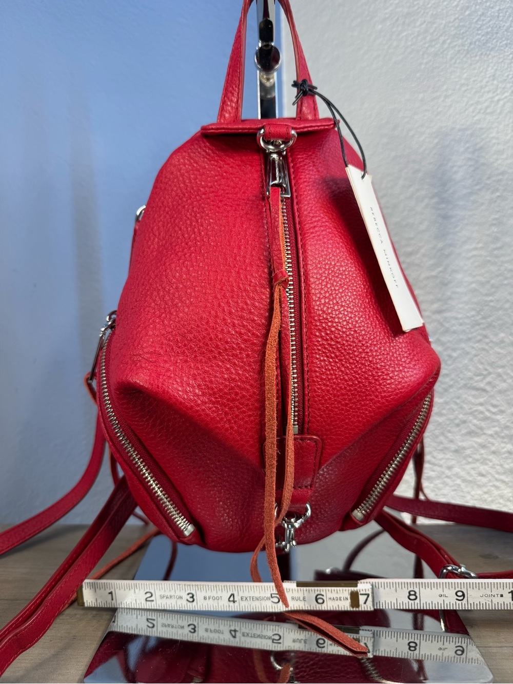 Rebecca Minkoff Mini Julian Convertible Leather Backpack NWT Paprika Red - Picture 12 of 15